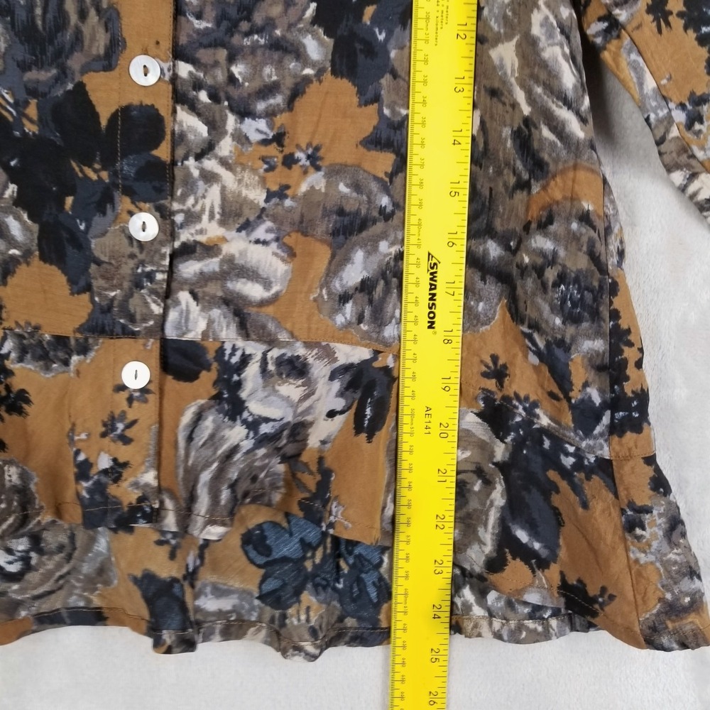 Habitat Blouse Women Small Brown Floral Peplum Lagenlook Lightweight Flowy - Picture 6 of 9